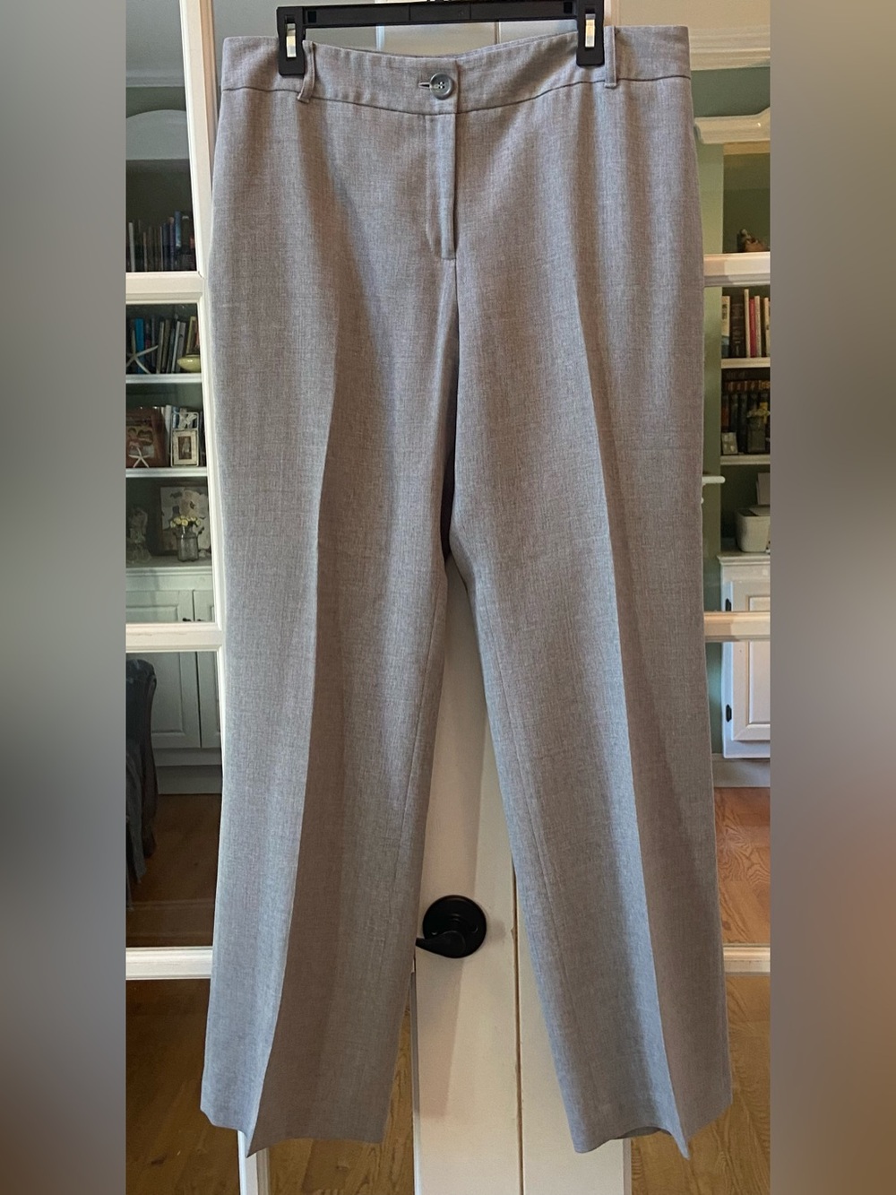 LOFT Ann Light Gray Lined 100% Wool Trousers Size 14